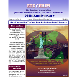 Jewish Genealogical Society of Greater Orlando Etz Chaim Vol 21 number 4