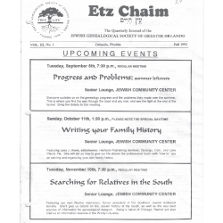 Jewish Genealogical Society of Greater Orlando Etz Chaim Vol 3 number 1