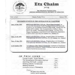 Jewish Genealogical Society of Greater Orlando Etz Chaim Vol 4 number 4