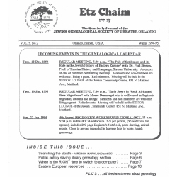 Jewish Genealogical Society of Greater Orlando Etz Chaim Vol 5 number 2